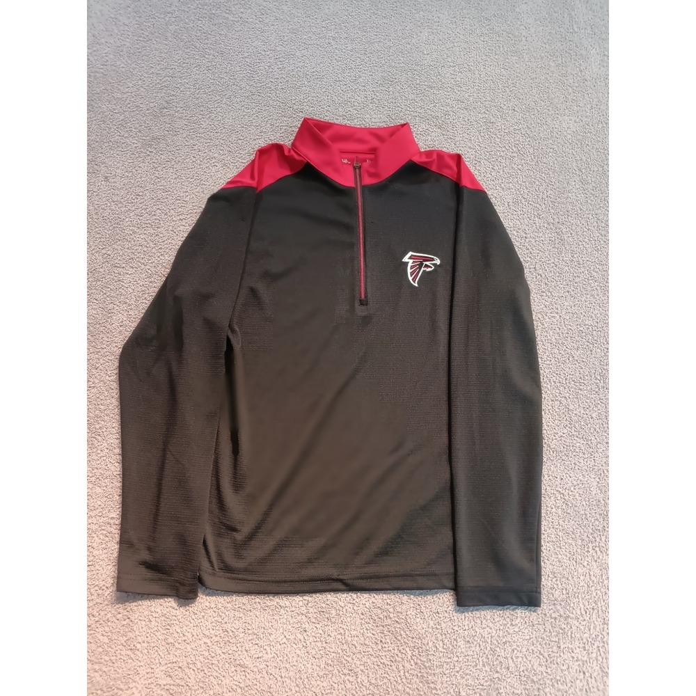 Antigua NFL Atlanta Falcons Quarter Zip Pullover Men's XL Black Red 1/4 Zip Long
